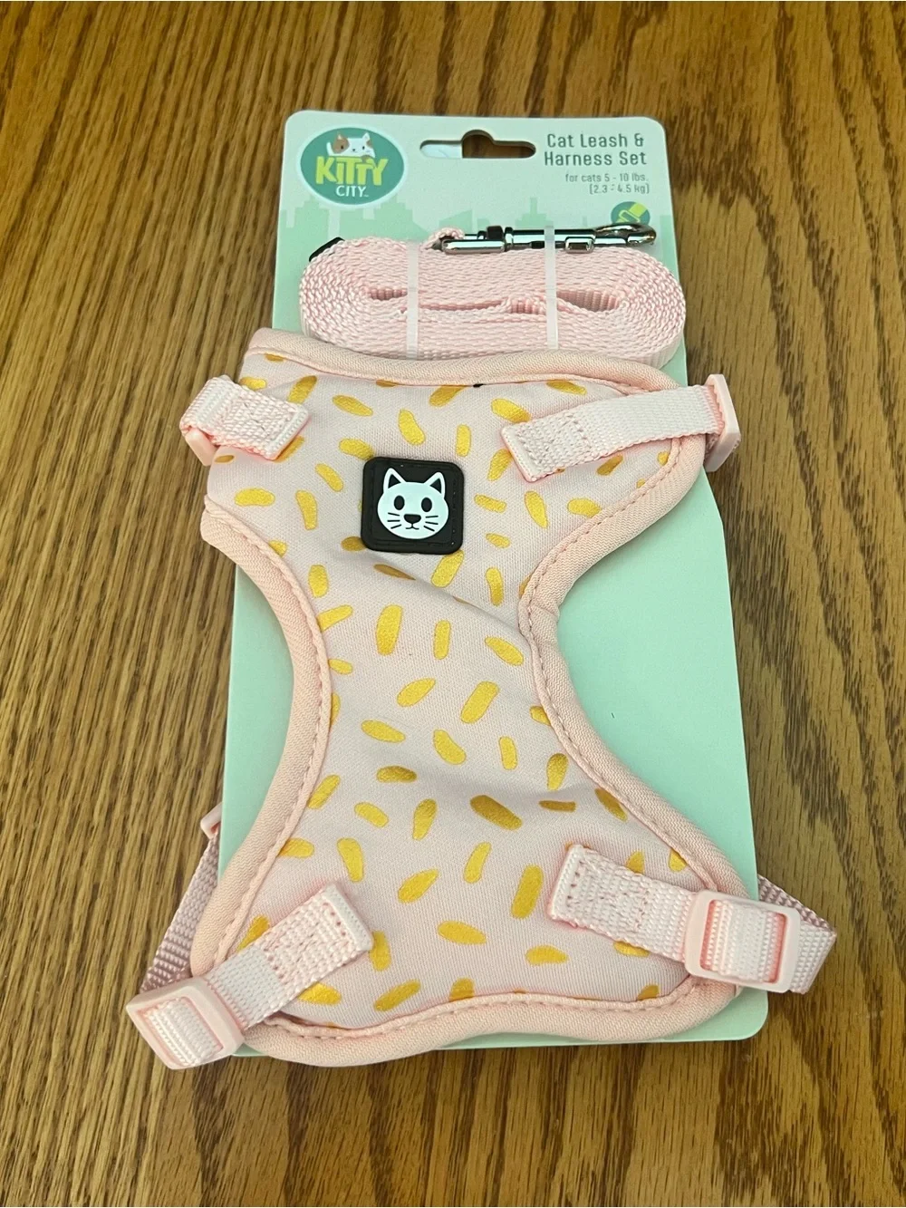 Kitty City Cat Pink with Gold Flecks Leash, Harness & Collar Slider Set